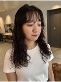 ミディアムパーマロングウルフレイヤーカットミディアムレイヤー