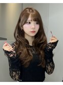 韓国ヘア くびれ巻き ウェーブヘア ショコラベージュ レイヤー
