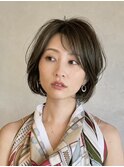 大人ショートボブ/アッシュブラウン/艶カラー
