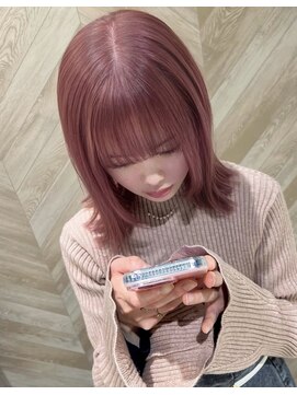 アース いわき店(HAIR&MAKE EARTH) ピンクカラーのレイヤーボブ
