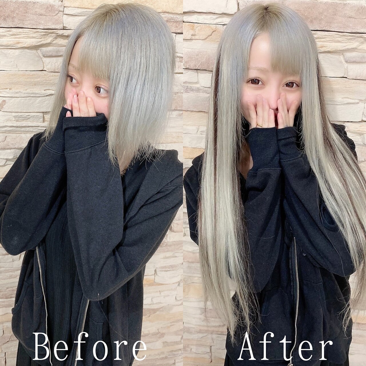 【シールエクステ・ブラック50本、シルバーアッシュ30本】 ブラック#シールエクステ#ローライト#ヨシンモリ#シルバー#広島