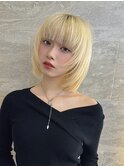 イメチェン外ハネボブ美髪ワイドバングミディアム縮毛矯正韓国