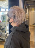 グレージュカラーにインナー！ダークブルーカラー