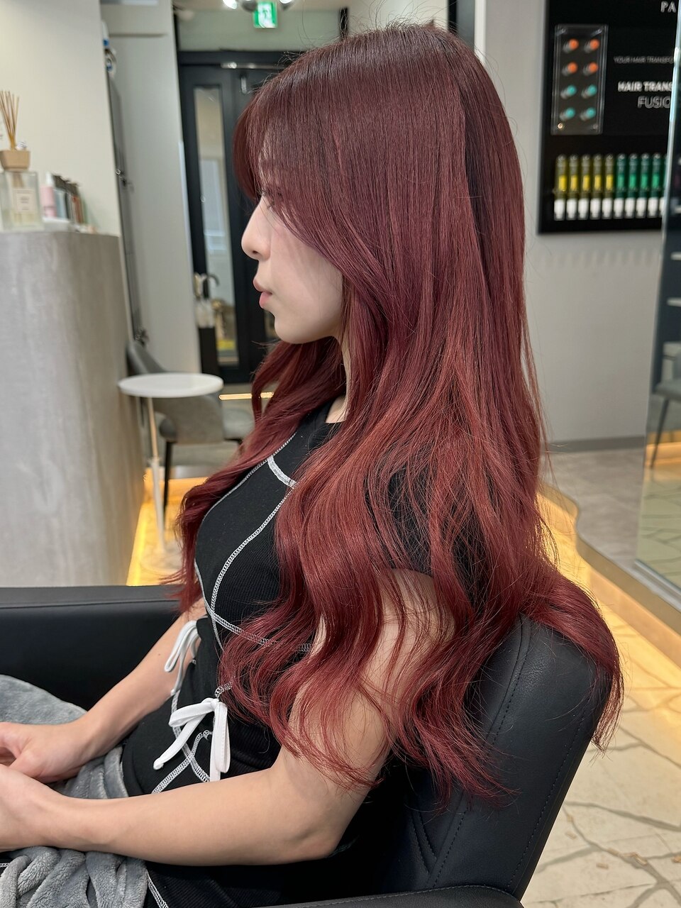 レッド/チェリーブラウン/エクステ/ダブカラー/髪質改善/韓国