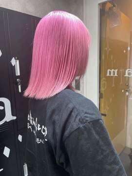 ワンズクロエ 原宿店(ONE's Chloe) くびれヘアアプリコットオレンジハイライトカラーブルーカラー