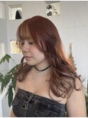 オレンジベースベージュインナーカラー