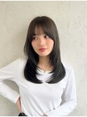 黒髪/ワンホンレイヤー/オリーブグレー/小顔/ココアベージュd37