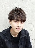 無造作パーマ×サイドパートショート 刈り上げ ニュアンスパーマ