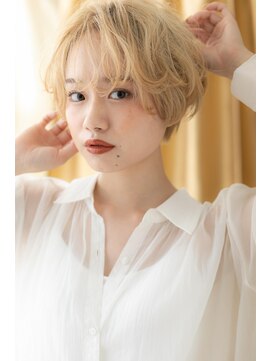モッズヘア 越谷(mod's hair) 金髪ハイトーンカラーくせ毛ショートボブTb1越谷20代30代40代!