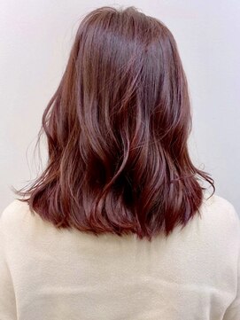 リノショアーズ 元町店(RINOSHORES) 大人可愛いチェリーピンクブリーチウェーブミディアムレイヤー