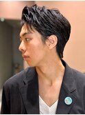 アップバング オールバック ニュアンスパーマ ショート