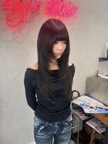 アジールヘア 赤羽(agir hair)&nbsp;暗髪ロングレイヤーザクザク×韓国風顔周りカット小顔◎