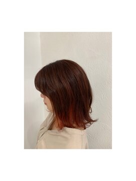 ヘアーアンドスパ メル(hair&spa m.e.l by origami) インナーカラー×ブラッドオレンジ