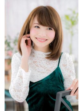 ミック ヘアアンドメイク アップ 駒込店(miq Hair&Make up) 斜めバング内巻きワンカール♪ピュアことりベージュ