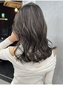 ハイライト/黒髪/ボブウルフ/ネイビージュ/小顔/ワンレン