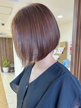 クオリス 上板橋店(QUALIS) 前下がりショートボブ オレンジ ツヤ髪 髪質改善 顎ライン 30代