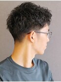 ミックスパーマ×刈り上げアップバング