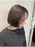 ショコラブラウンカラー切りっぱなしボブ