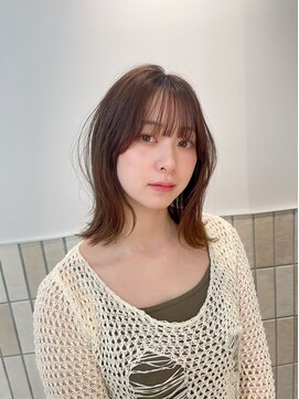 ロンドシェリ 仙台(Lond Cheri) レイヤーカットボブ髪質改善縮毛矯正ヘーゼルベージュ仙台