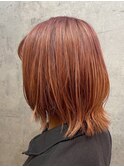河原町ぱつっと軽めレイヤーボブピンクブラウン20代30代40代