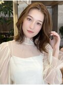 ミディアム20代30代40代50代ストレートレイヤー前髪なし【山岡】