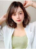 30代シースルーぱっつん前髪で可愛いくびれヘア結べるボブ