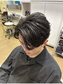 フェザーパーマ風センターパート