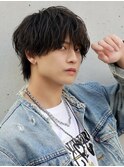 ラウンドマッシュウルフニュアンスパーマツーブロック