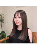 レイヤーカットグレージュ顔周りカットミディアムレイヤー