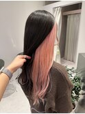 ハイトーンピンクカラーインナーカラーブリーチダブルカラー成増