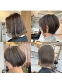 白髪ぼかし/イメチェンヘアスタイル/前髪カタログ/ショートボブ