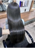 暗髪　水素トリートメント　グレージュ