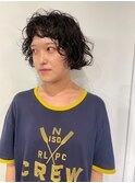 くせ毛風ウルフパーマ前髪パーマミニウルフアッシュブラック