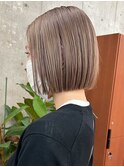 栄小顔丸みボブミルクティーベージュ