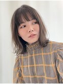 抜け感ボブミディ　透明感やわらかベージュ