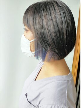 モリオフロムロンドン 原宿本店(morio from London) 【morio原宿】インナーカラー　ブルー　ダークベージュボブ