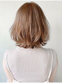 美髪ホワイトグレージュネビージュ大人かわいい こなれミディ*