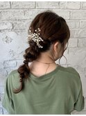 ヘアセットポニーテール結婚式ドレスヘア 6034