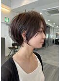 大人ラフウェーブ20代30代40代ボブブラウンスウィングショート
