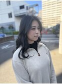 ブリーチなし艶カラー/ブルーブラック/就活/10代20代30代