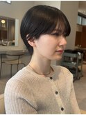 銀座髪質改善小顔韓国風耳掛けくびれショート艶髪パーマ