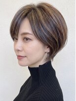 アドラーブル はなみずき店(adorable)&nbsp;30代40代◎ハイライト白髪ぼかし小顔ひし形ショートボブ