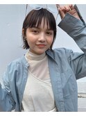 オン眉ボブ/チャコールグレー/シースルー前髪