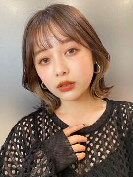 アイヴィ 表参道(IVY) 透明感インナーカラーイヤリングカラーくびれボブ韓国巻き◆肥田