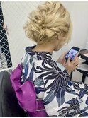 ロープ編みゆるお団子アップ浴衣ヘア　美由紀