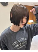 大人ボブ大人ショートボブ切りっぱなしボブ前髪あり前下がりボブ