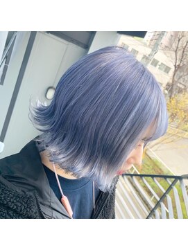アレンヘアー 函館店(ALLEN hair) 【*外はねボブが人気*】ペールブルー×ボブ*