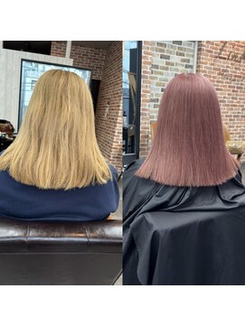 リンク(LinK) ピンク　ブリーチ　ダブルカラー　髪質改善
