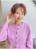 前髪ありショートゆるふわウェーブ30代40代