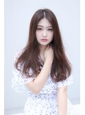 くびれヘア韓国風巻きアプリコットオレンジ夏ハイライトカラー